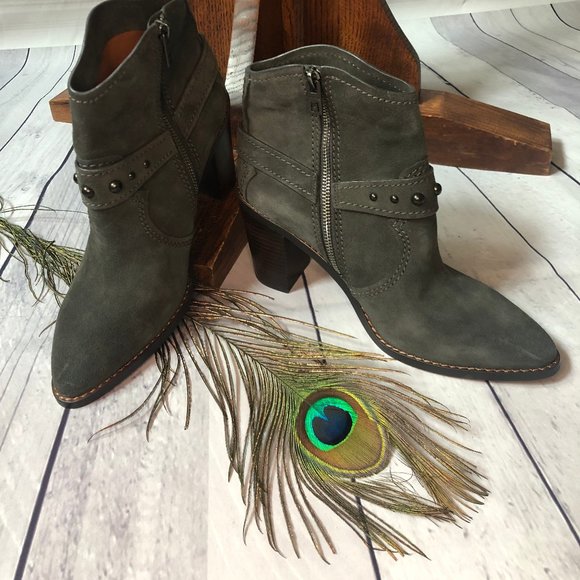 COACH Suede (EUC) Charcoal Short Boots, Size 10B - Picture 3 of 8